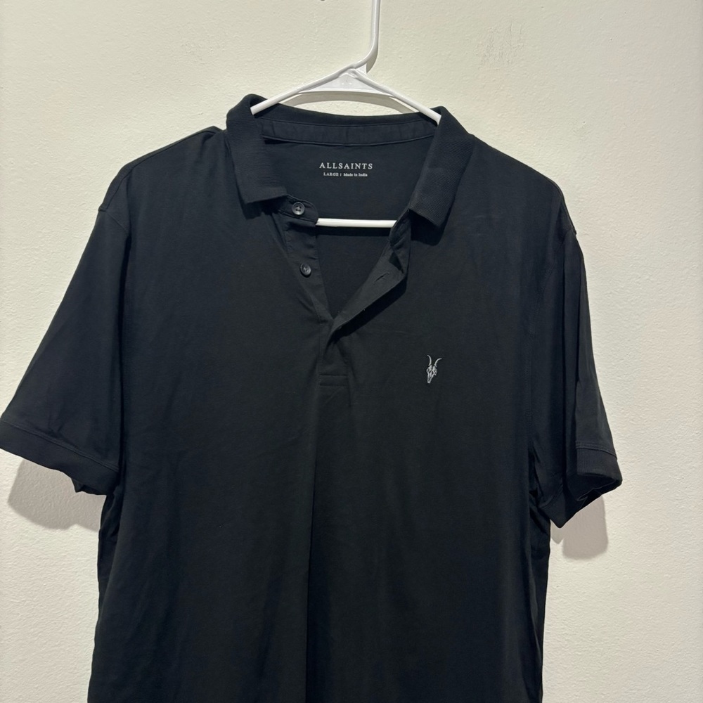 ALL SAINTS Black Polo Size Large - Picture 2 of 3